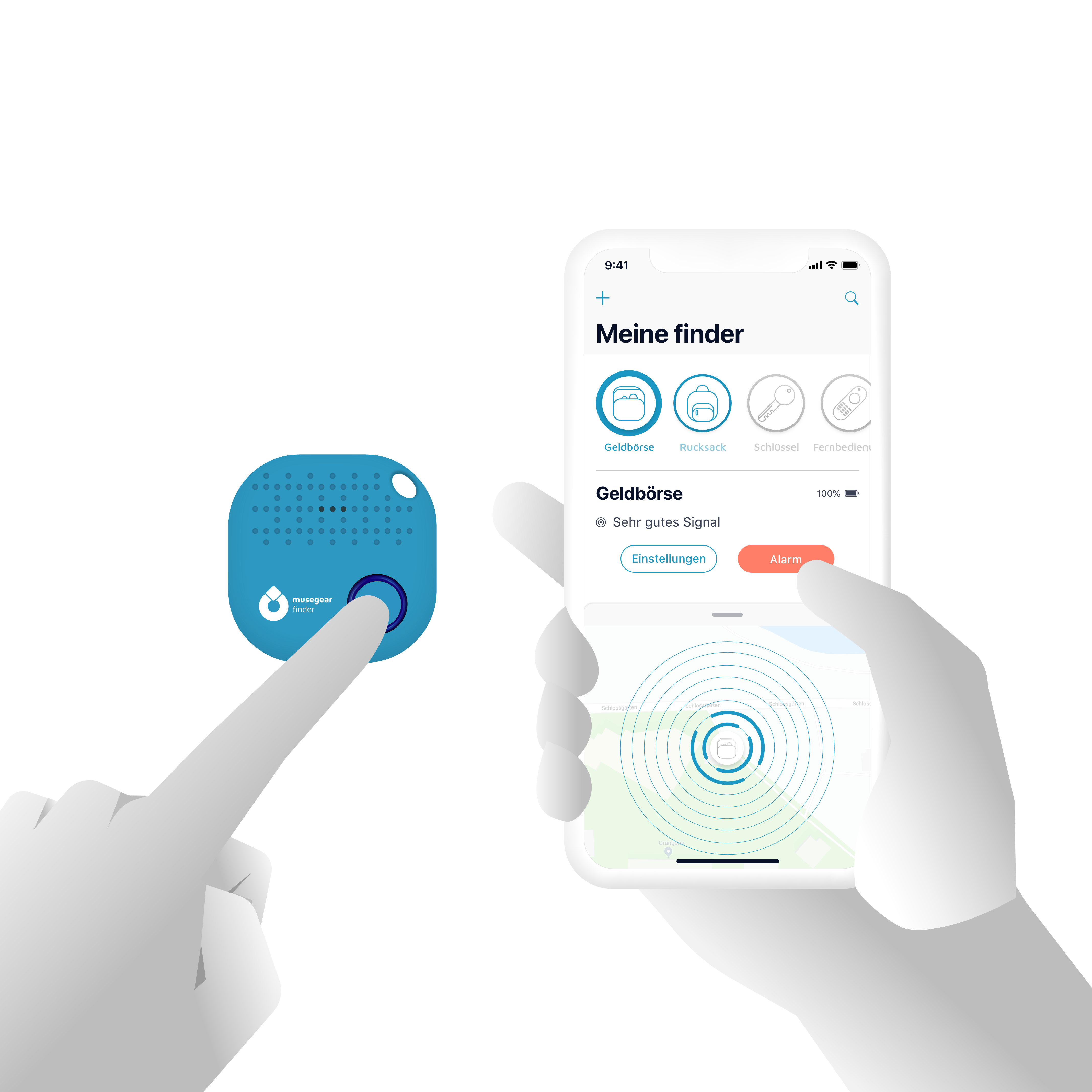 musegear® Schlüsselfinder mit Bluetooth App aus Deutschland I Maximaler Datenschutz I dunkelblau 2er Pack I Schlüssel Finden 